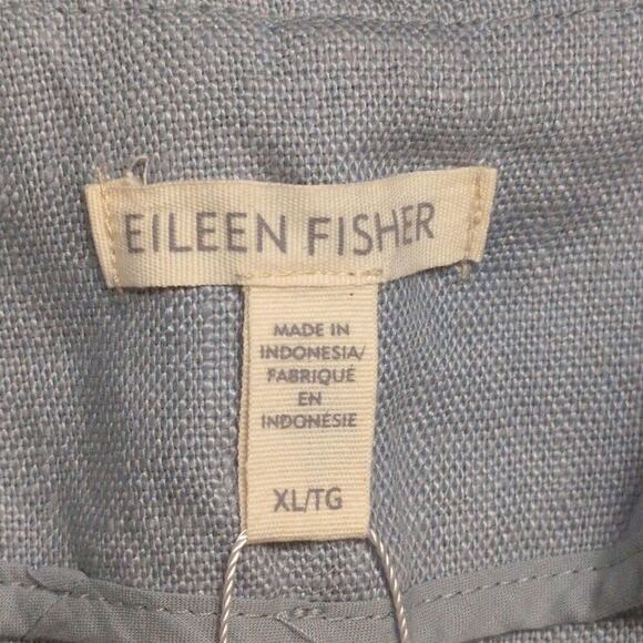 Eileen Fisher Dawn (Blue) Heavy Organic Linen Open Front Jacket Pockets Size XL - Picture 4 of 8